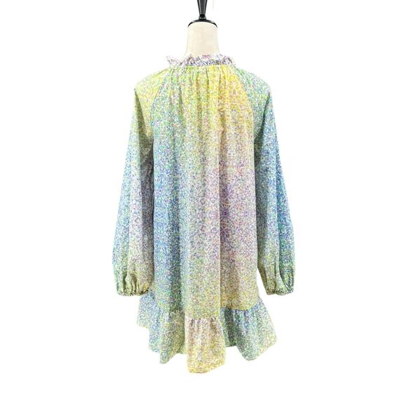 Cynthia Rowley Confetti Dot Print 100% Poplin Cotton Long Sleeve Shift Dress - Picture 7 of 16